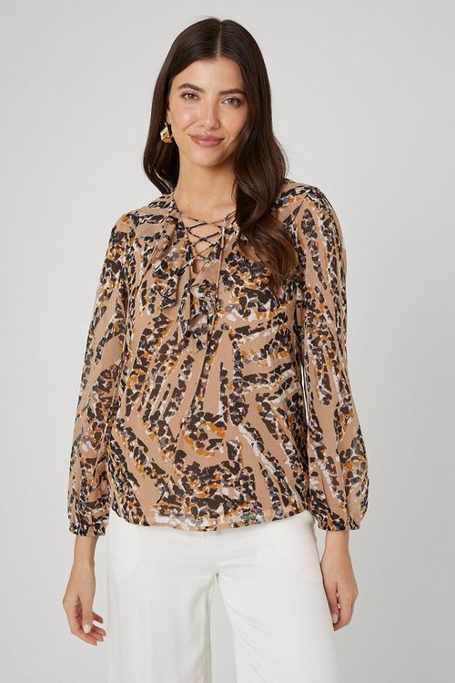 Womens Animal Print Ruffle...