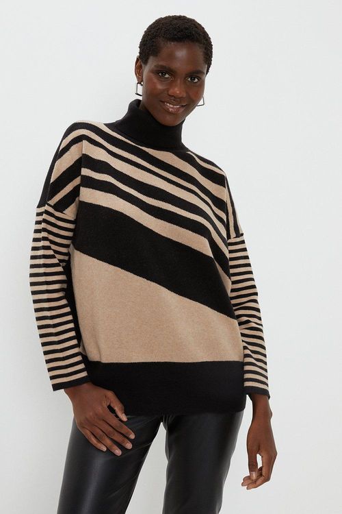 Womens Stripe Highneck Jumper