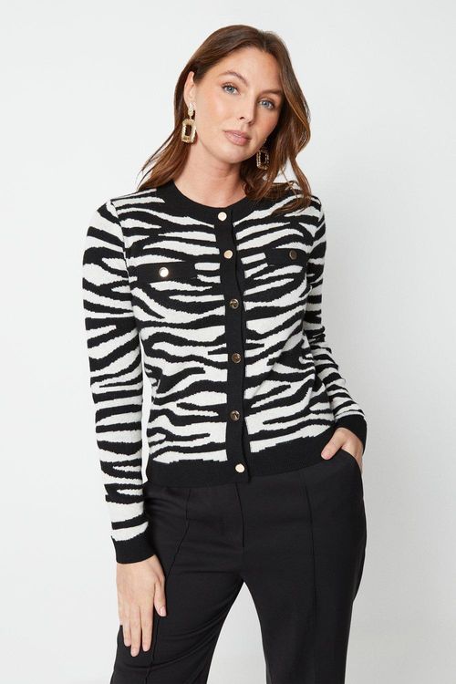 Womens Zebra Button Front...