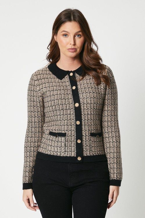 Womens Tweed Collar Detail...