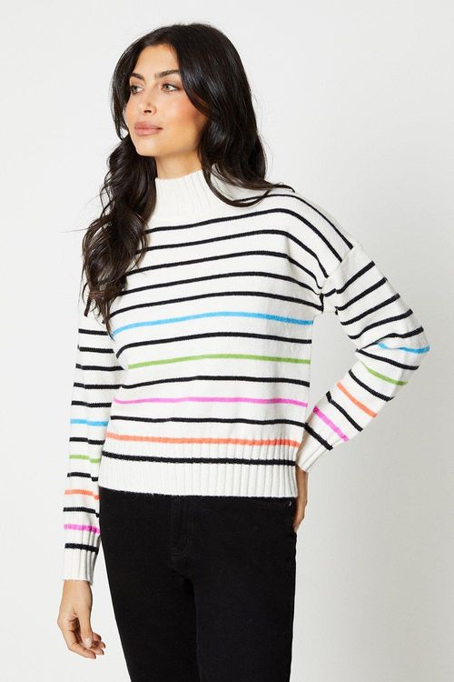 Womens Roll Neck Stripe...