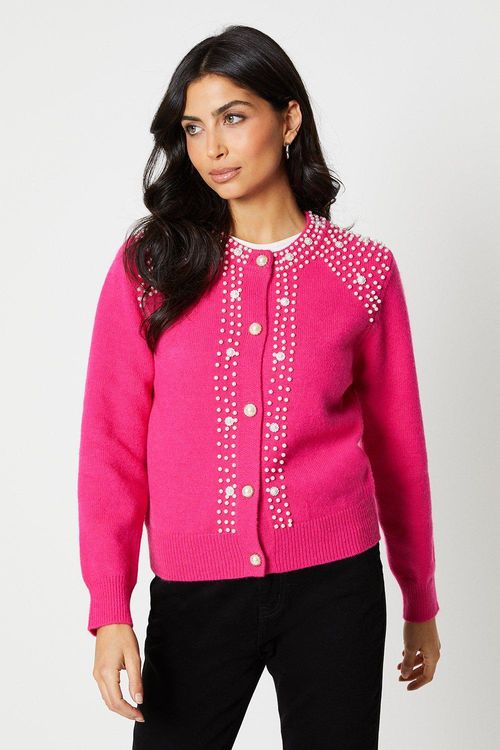 Womens Pearl Detail Cardigan