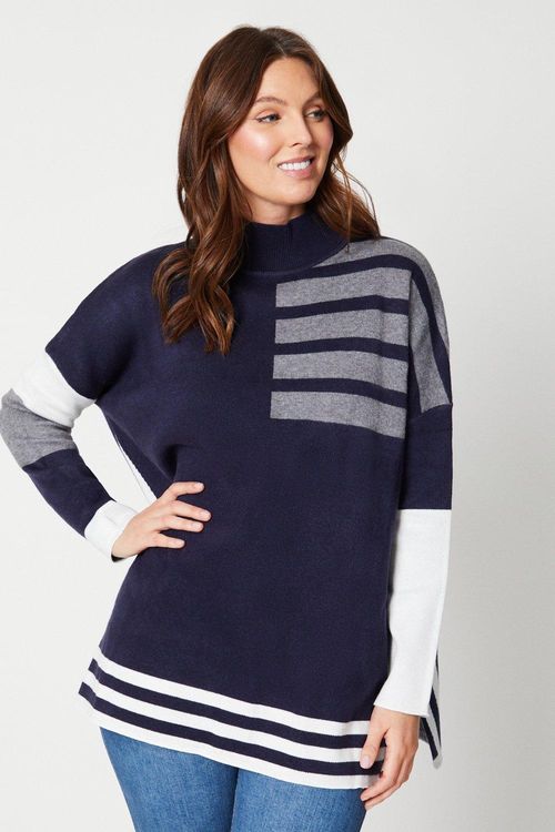 Womens Colour Block Highneck...