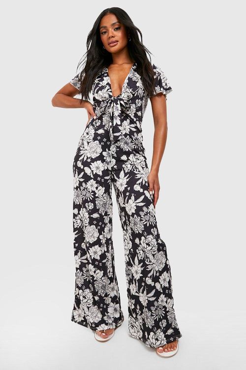 Womens Floral Wide Leg Plunge...