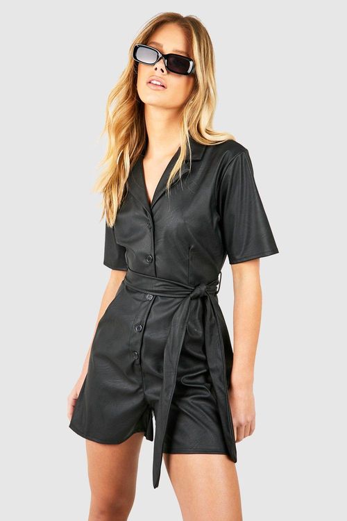 Womens Pu Utility Playsuit -...