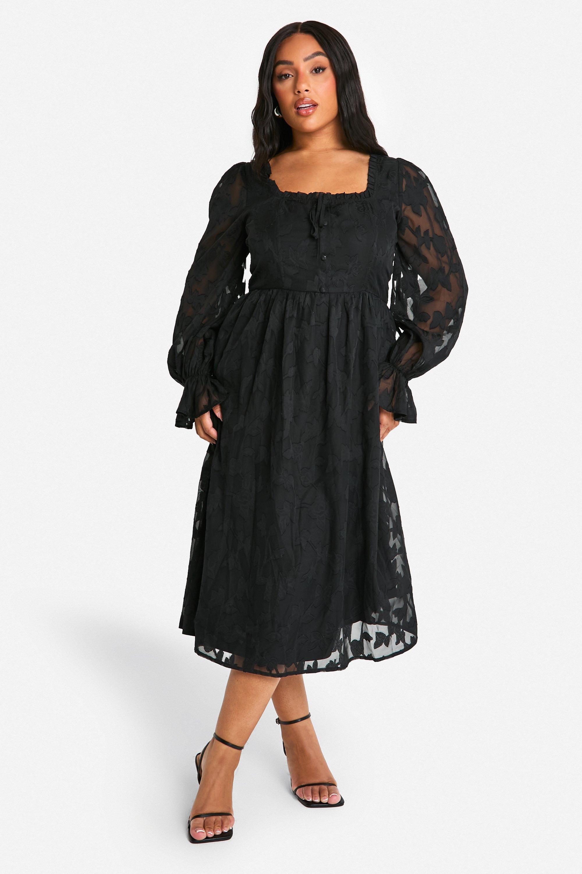 Womens Plus Milkmaid Woven Burnout Floral Midi Skater Dress Womens Plus Milkmaid Woven Burnout Floral Midi Skater Dress