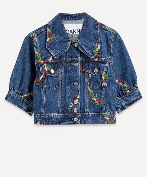 Ganni Cropped Denim Jacket 4