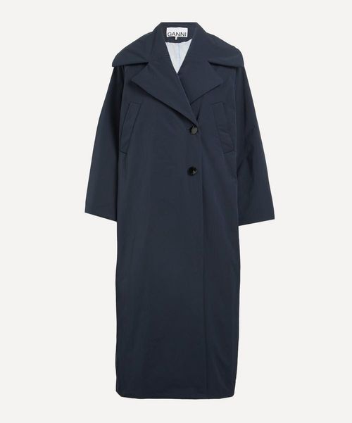 Ganni Women's Long Twill Coat...