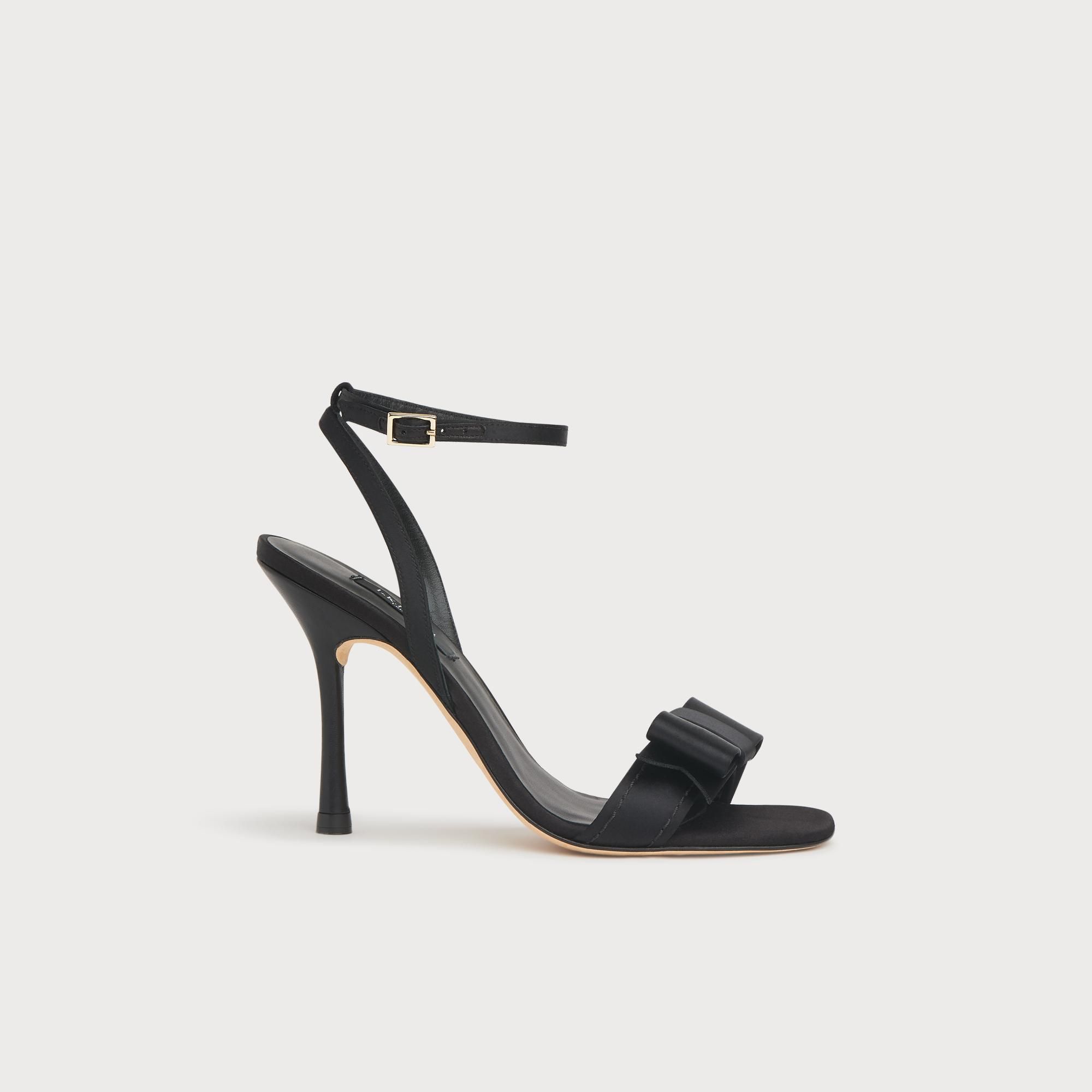 black satin sandals