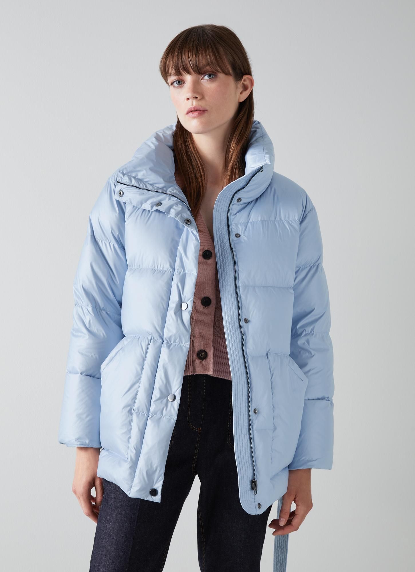 sky blue puffer jacket