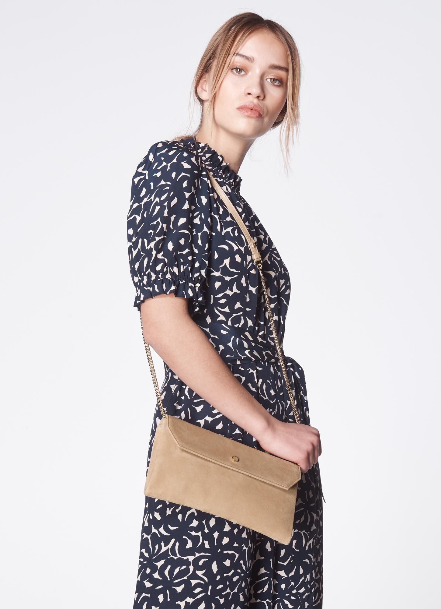 suede envelope clutch