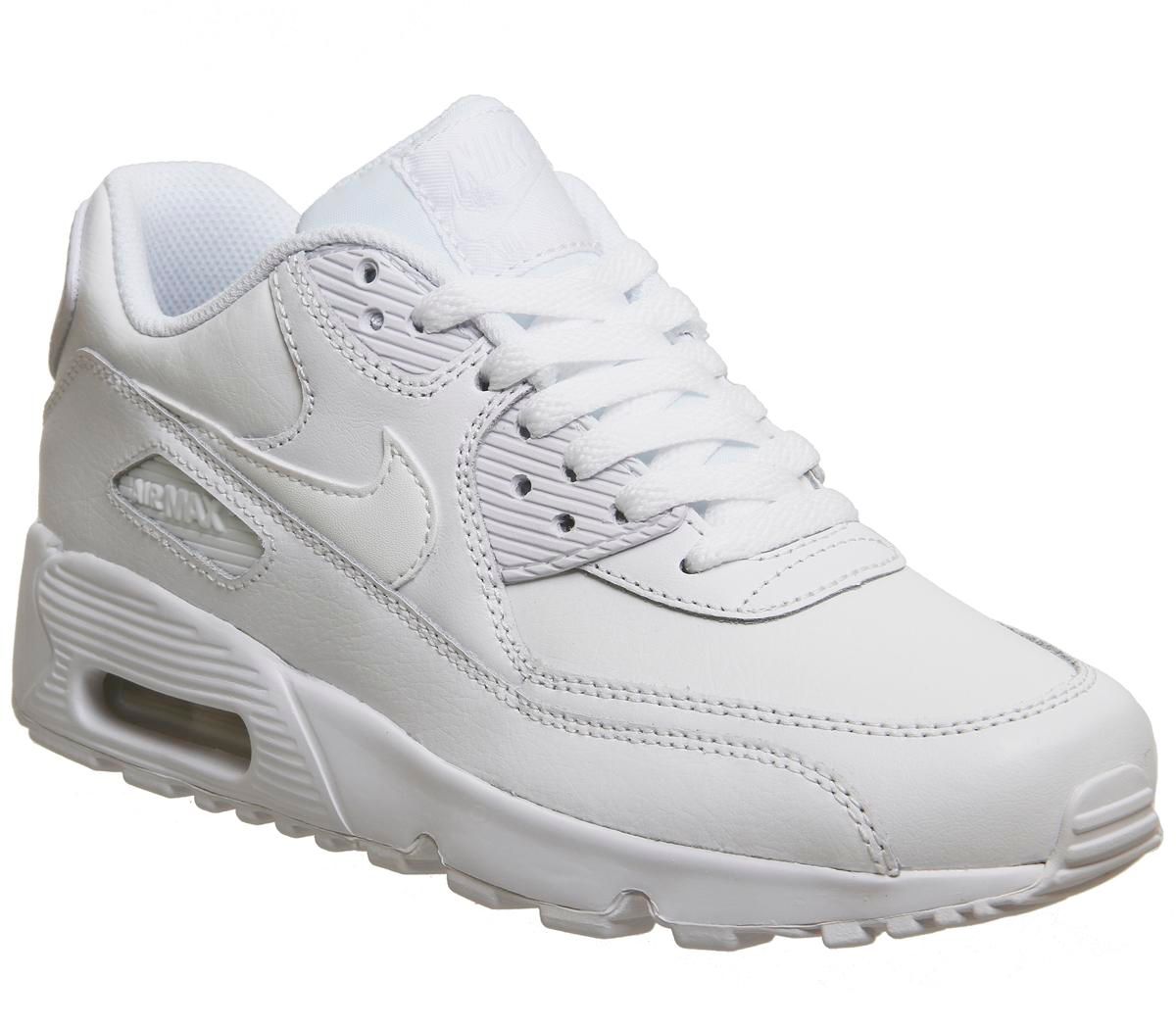 Nike Air Max 90 Gs WHITE MONO LEATHER 