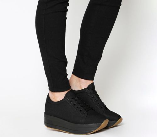 Casey Flatform BLACK CANVAS BLACK SOLE | Compare New Change