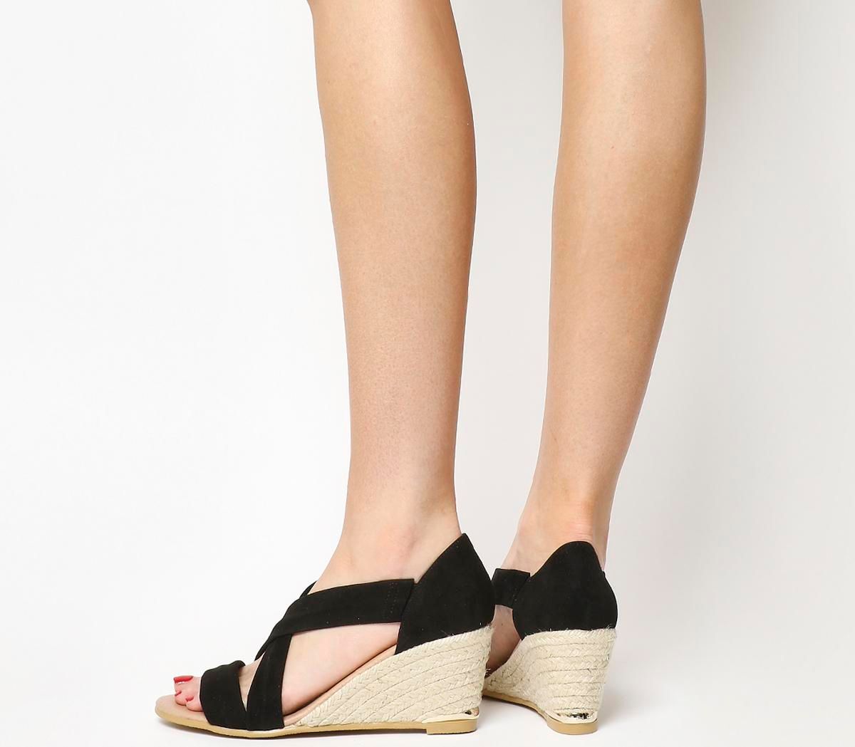 office maiden cross strap wedges