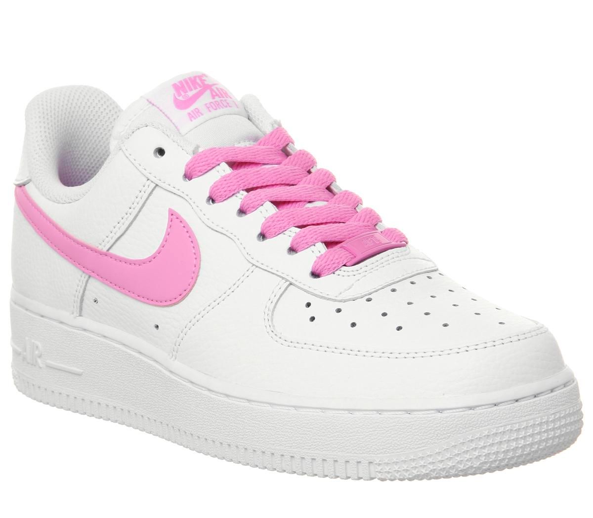 white and pink air force ones