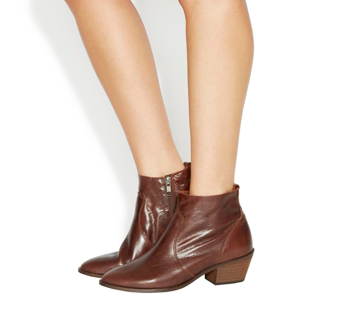 office brown ankle boots