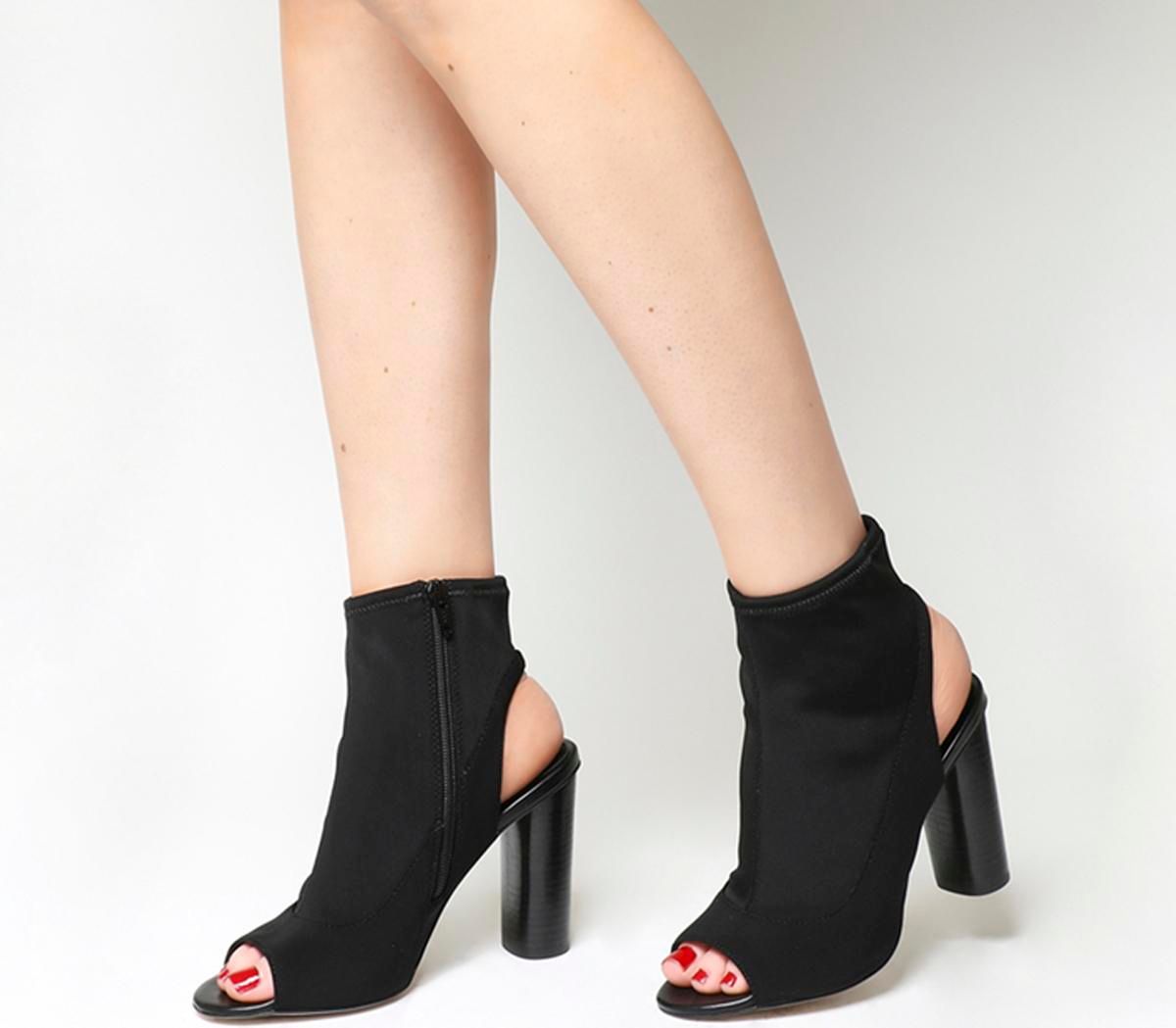 Office Ariana Peep Toe Block Heel Boot BLACK Compare Cabot Circus