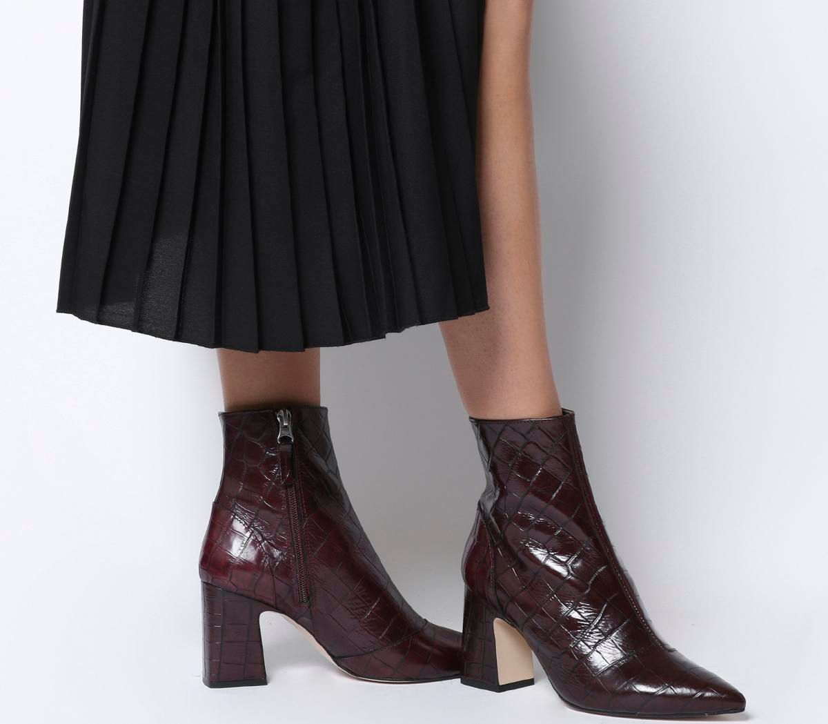 Office sales burgundy boots