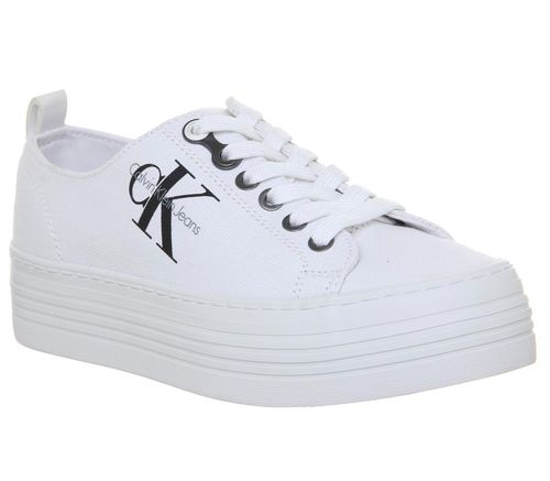 Calvin Klein Zolah Flatform Trainers WHITE CANVAS | Compare | Cabot Circus