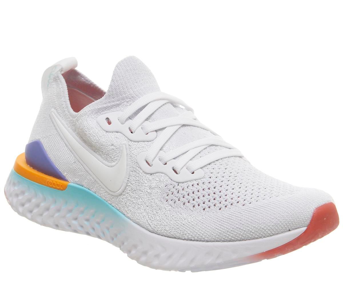 nike epic react flyknit 2 white hyper jade ember glow