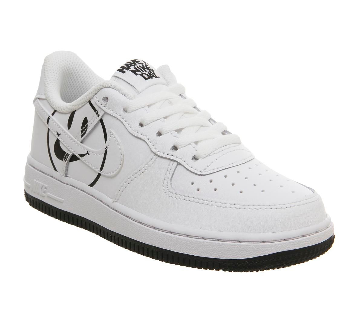 white air forces with smiley face