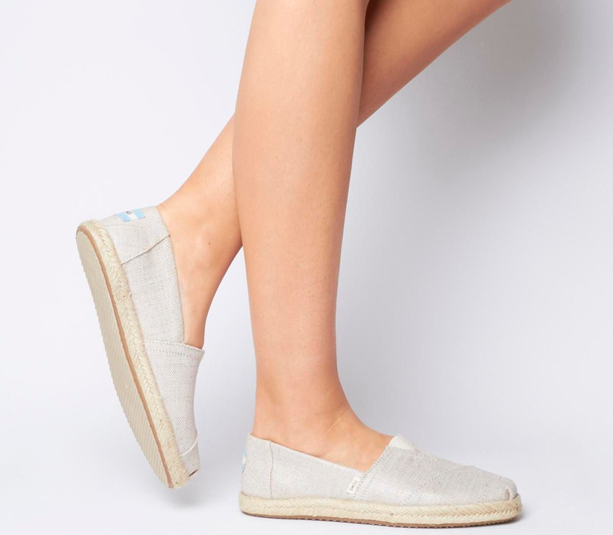 pearlized metallic canvas women's espadrilles