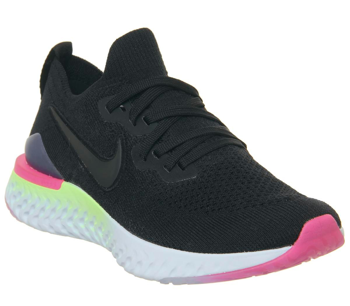 nike epic react flyknit 2 women's black/sapphire/lime blast