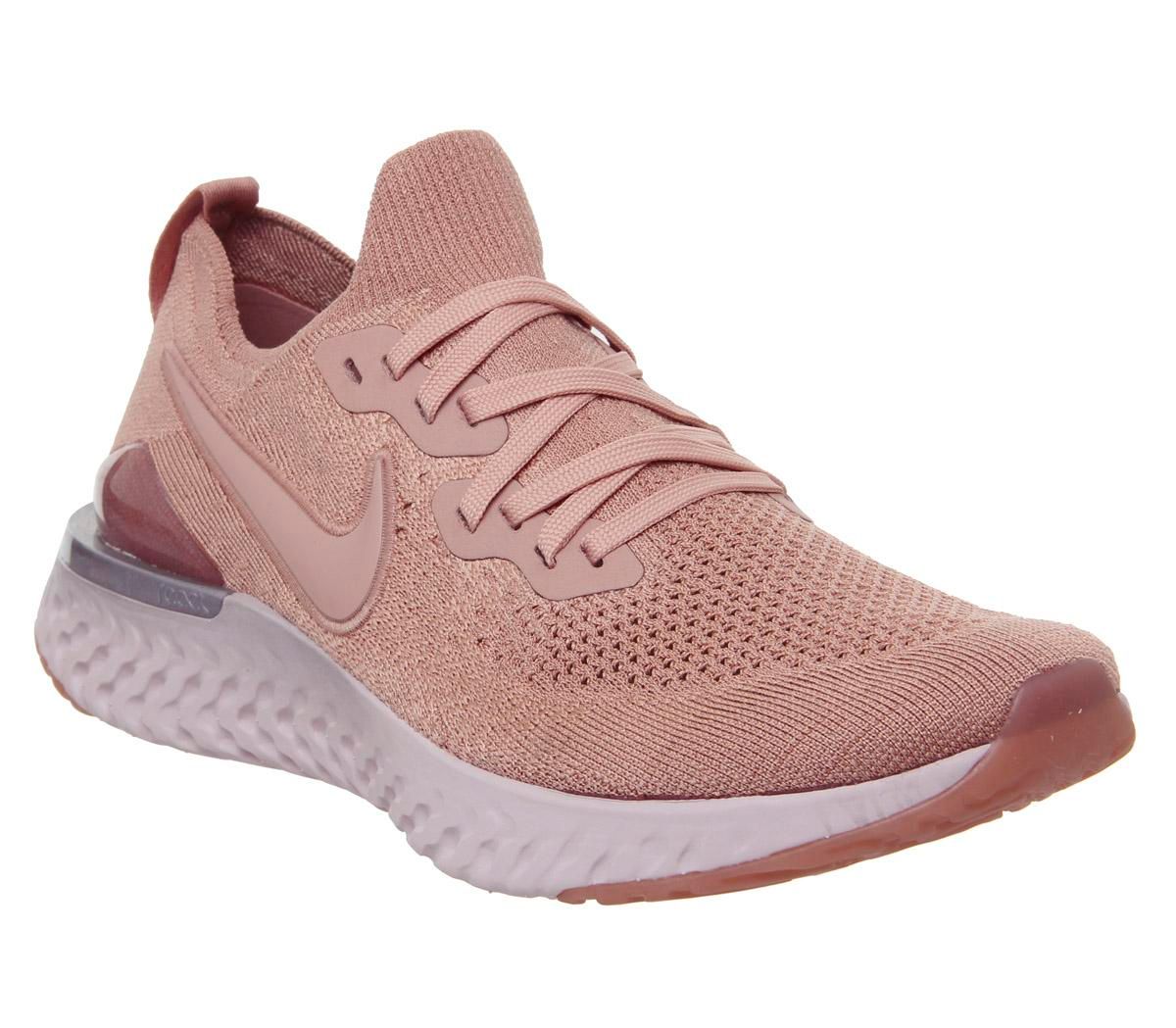 nike epic react flyknit 2 rose gold & barely rose