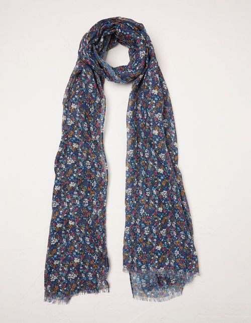 Abstract Navy Floral Scarf