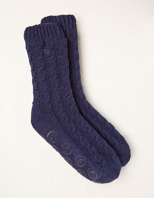 Mens Mens Cable Knit Bed Socks