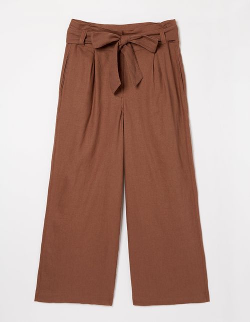 Mina Linen Blend Crop Trousers