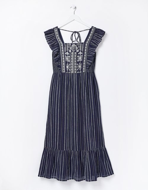 Izzi Stripe Embroidered Midi...