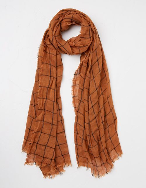 Linen Blend Check Scarf