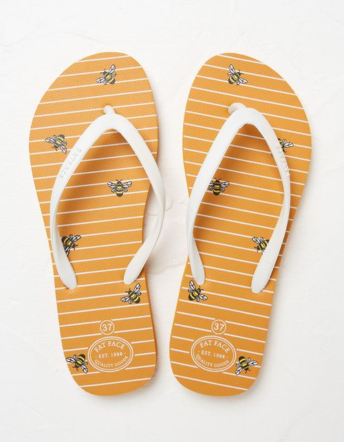 Portloe Mustard Bee Flip Flops