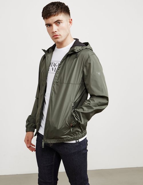 Mens Emporio Armani Plain Hooded Jacket Green, Green | Compare | Bluewater