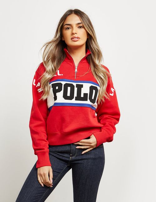 Womens Polo Ralph Lauren Half Zip Sweatshirt Red, Red | Compare | Grazia