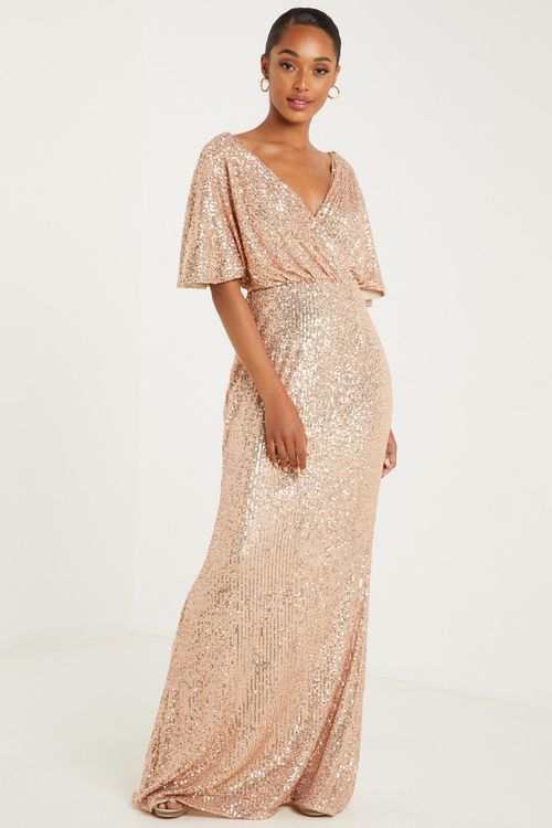 Sequin Wrap Maxi Dress