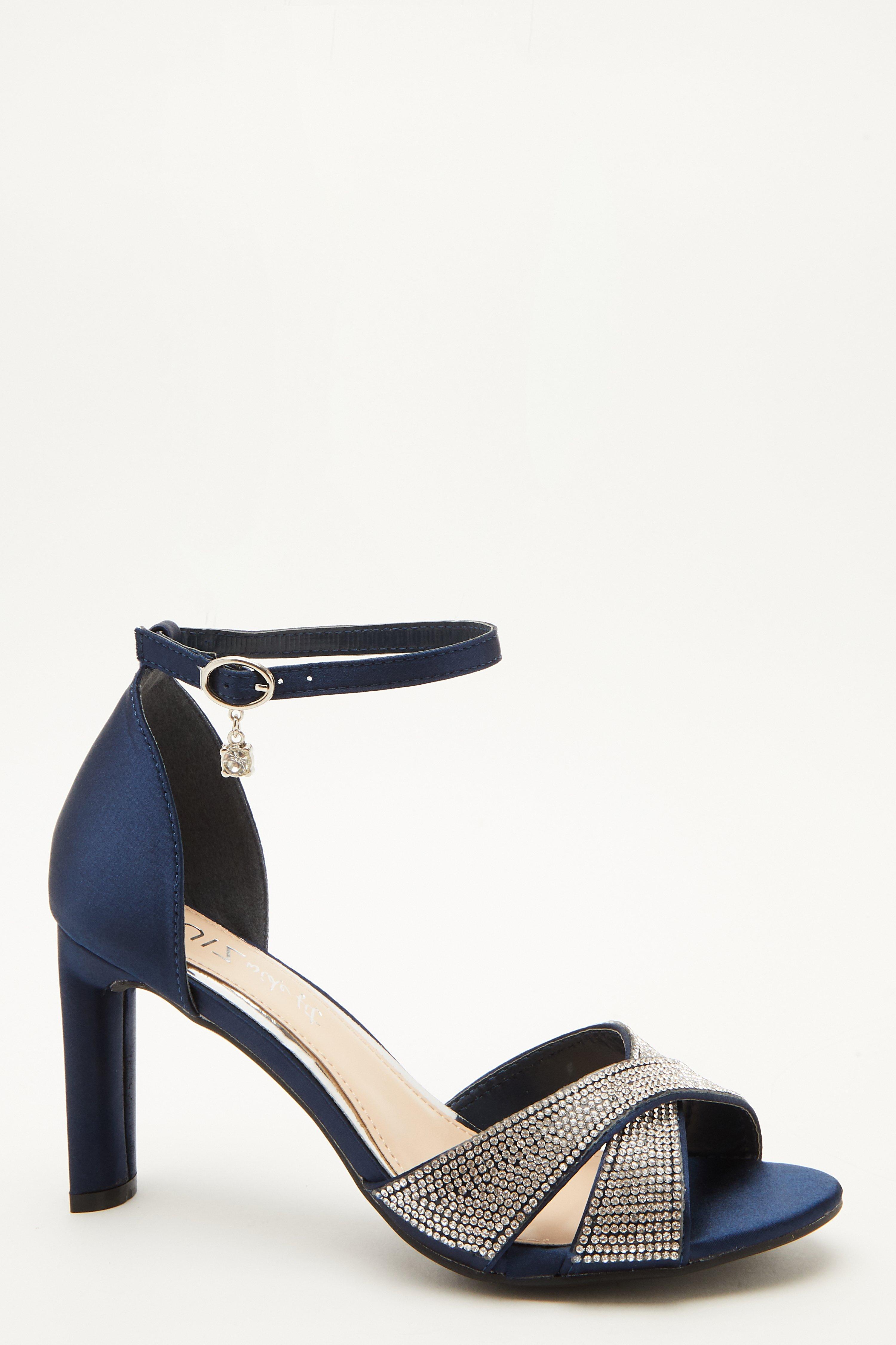 Navy heeled 2025 sandals wide fit