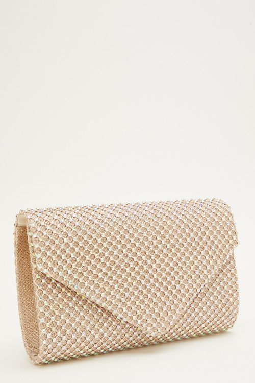 Rose Gold Diamante Clutch Bag