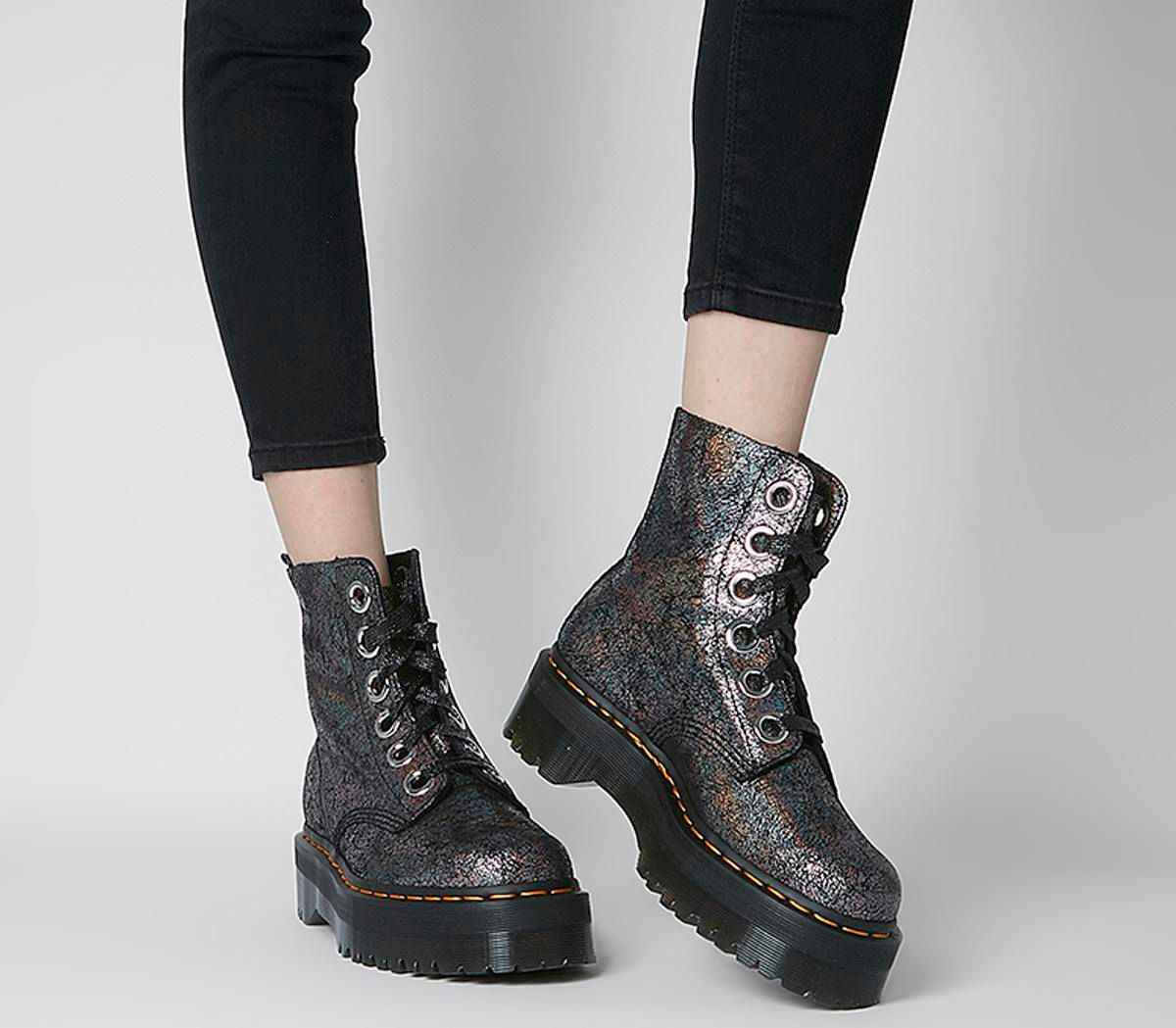 Dr. Martens Molly Boot GUNMETAL GREY CRACKED IRIDESCENT | Compare