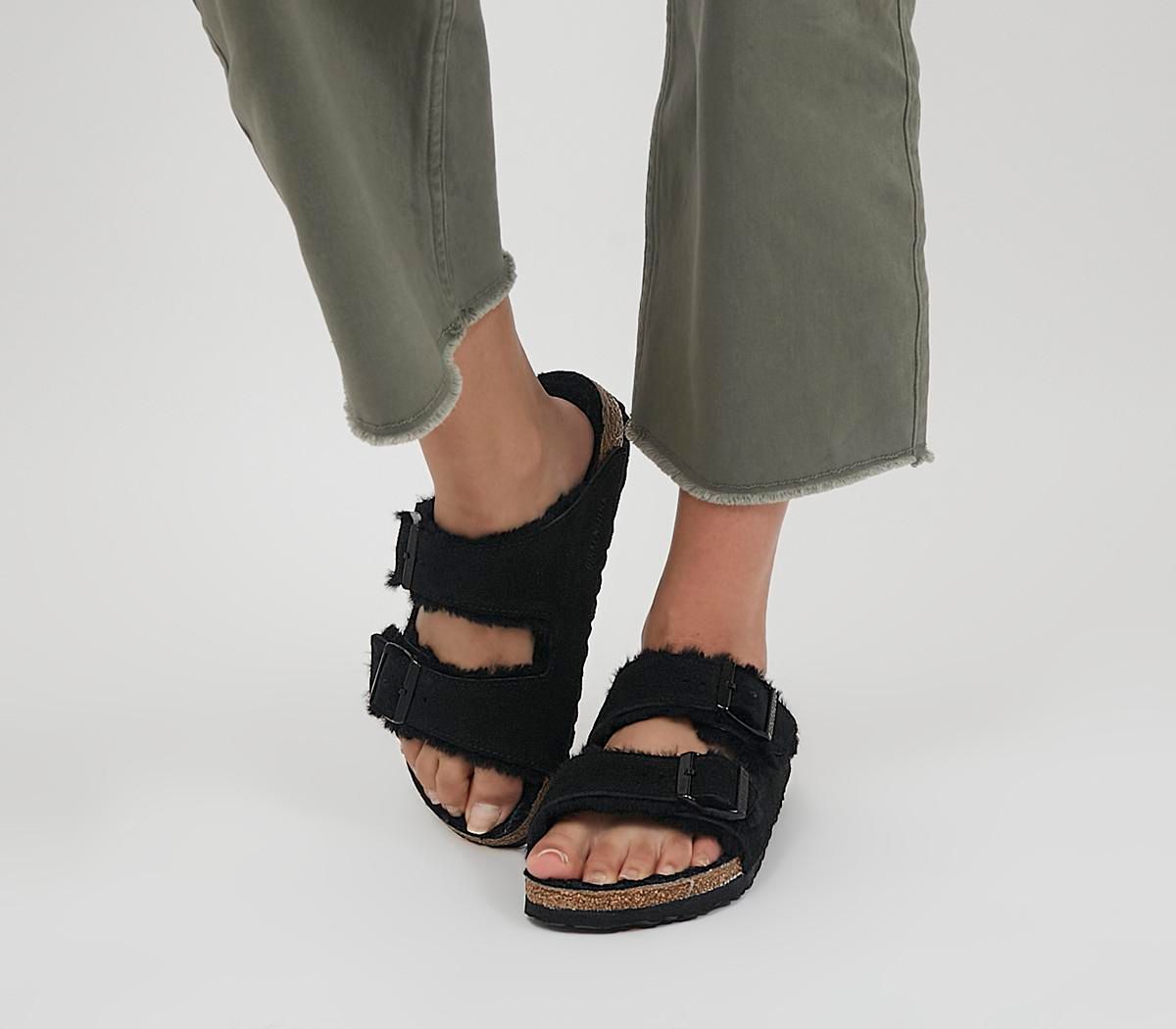 black arizona shearling birkenstocks