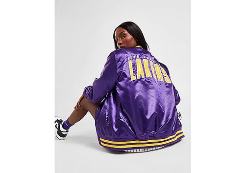 Black New Era NBA LA Lakers Satin Bomber Jacket