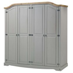 Corona Wardrobe 4 Door Arch Top Grey Wax Mexican Solid Pine by Mercers Furniture