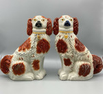 PAIR OF ANTIQUE 19TH CENTURY STAFFORDSHIRE SPANIEL DOGS