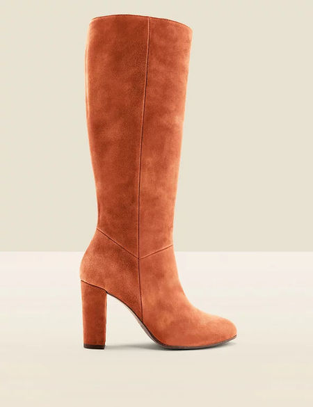 Sosandar Suede Block Heel Knee High Boots