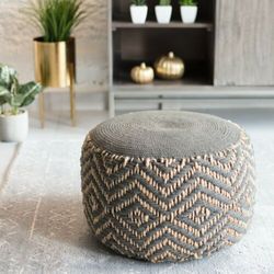 Pouffe Jute Round Natural Woven Handmade Ottoman Footstool Indoor