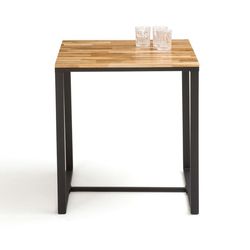 Hiba 2-Person Bistro Table in Oak and Steel