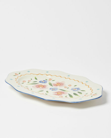 Oliver Bonas Women Fiori Floral Ceramic Serving Platter