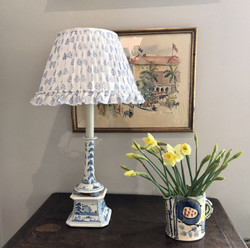 Handmade Pretty Fine Voile Print Lampshade With Frill