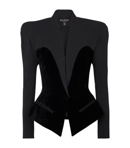 Balmain Velvet-Trim Blazer